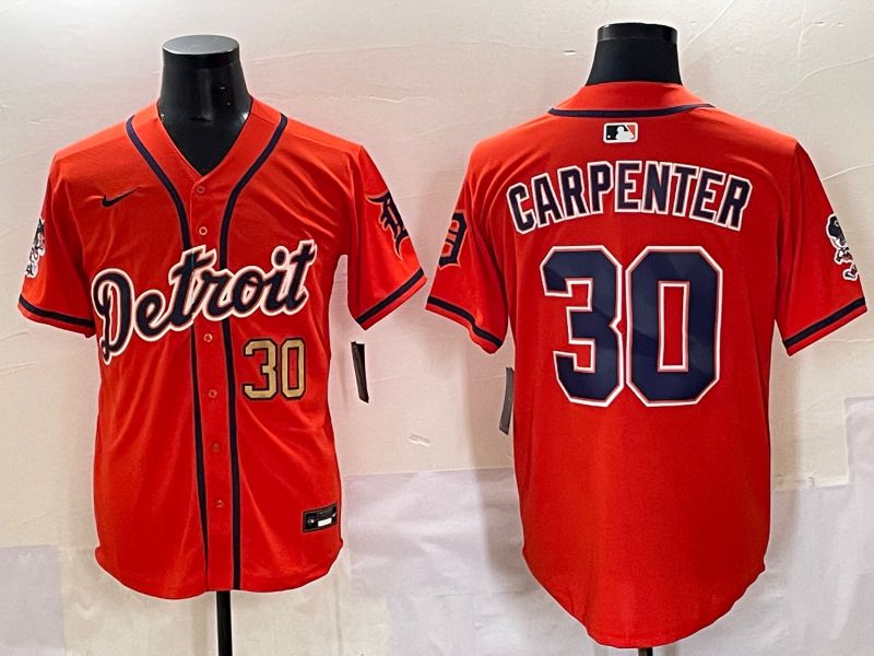 Men 2025 Detroit Tigers #30 Carpenter Orange Fashion Nike MLB Jersey style 7152->detroit tigers->MLB Jersey